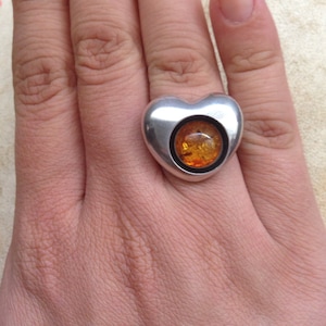 Vintage Amber Heart Ring
