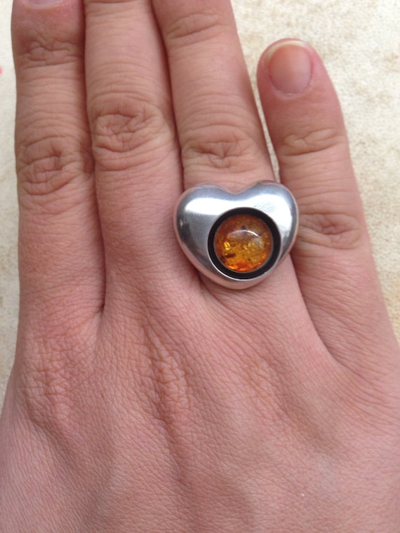 Amber heart ring sale