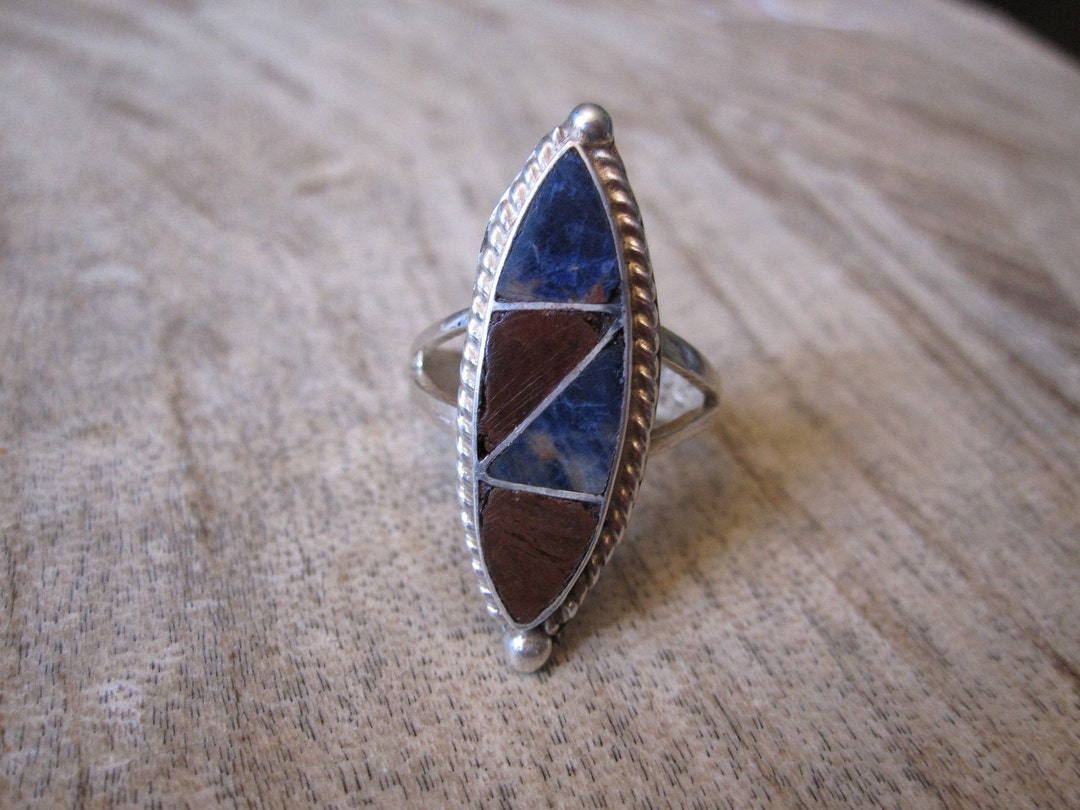 Vintage Inlaid Stone Ring - Etsy