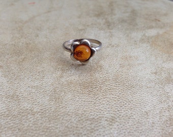 Baltic Amber Flower Ring