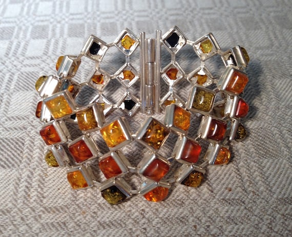 Multi Colored Statement Baltic Amber Bracelet - image 1