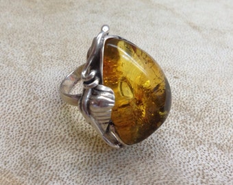 Statement Baltic Amber Ring 7.5