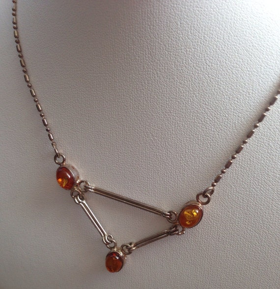 Vintage Geometric Amber Necklace - image 3