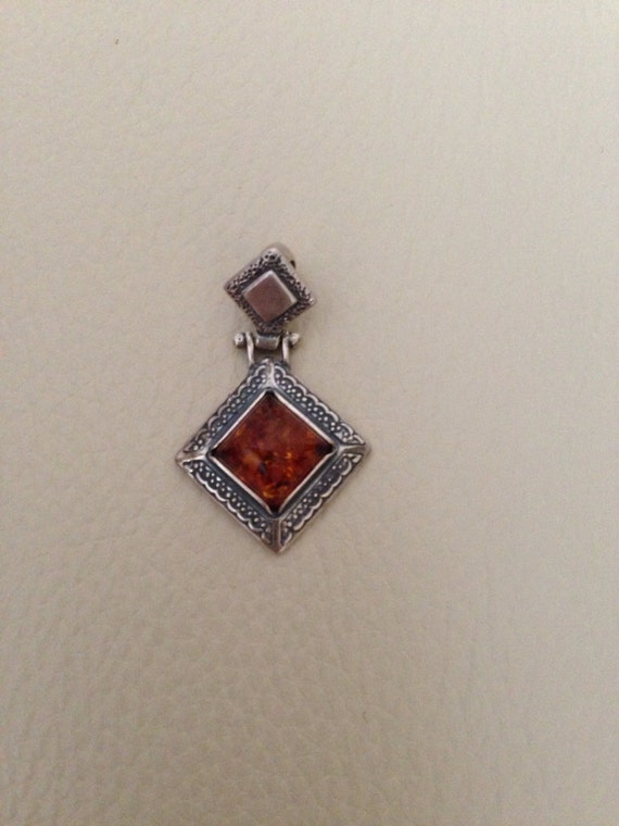 Unique Silver & Amber Pendant