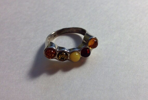 Multi-colored Baltic Amber Ring - image 4