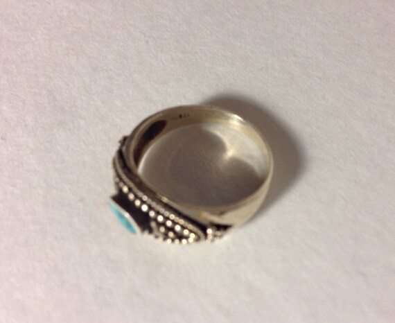 Vintage Turquoise Sterling Silver Ring, Size 6 - image 4