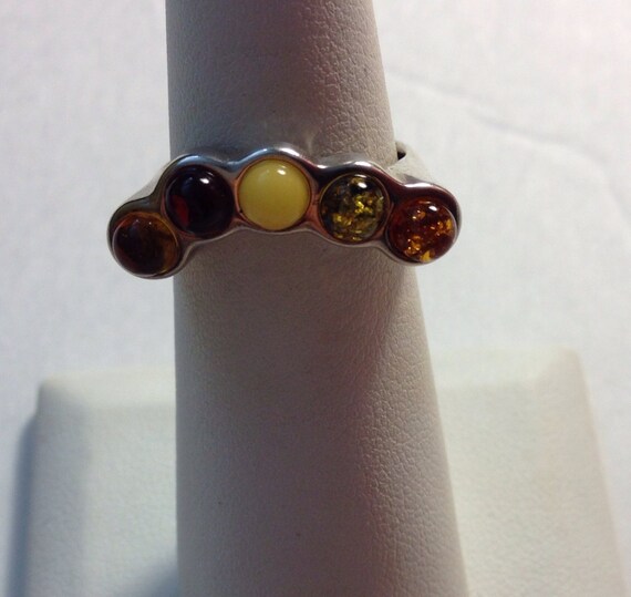 Multi-colored Baltic Amber Ring - image 3