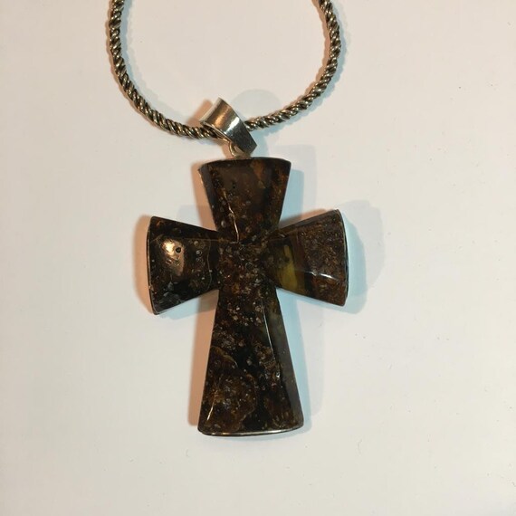 Large Vintage Baltic Amber Cross - image 2