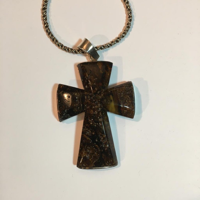 Large Vintage Baltic Amber Cross image 2