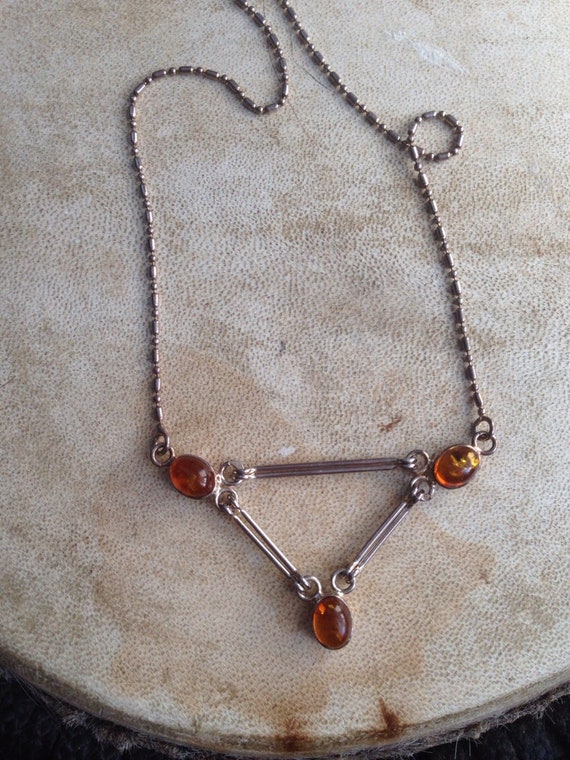 Vintage Geometric Amber Necklace - image 1