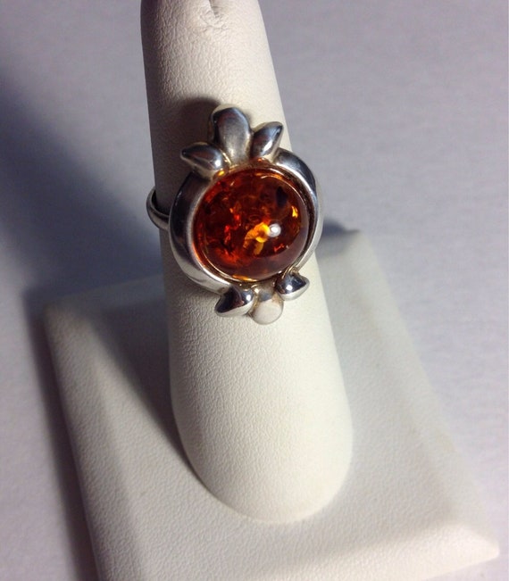 Vintage Baltic Amber Ring Size 6 - image 1