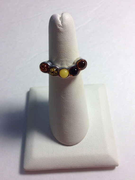 Multi-colored Baltic Amber Ring - image 1