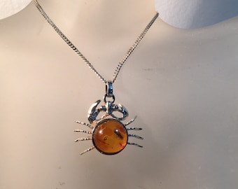 FFD #400 / Collana con ciondolo in ambra baltica naturale con opzione di catena in argento / Collana con ciondolo in ambra gialla unica fatta a mano in argento sterling - Italia