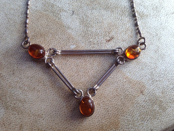 Vintage Geometric Amber Necklace - image 4