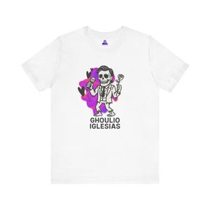Ghoulio Iglesias Halloween T-shirt Rolig skelettsångare Parodi T-shirt