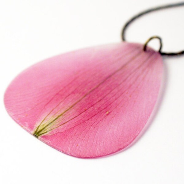 Flower Petal Necklace - Real Lily of the Incas - transparent pink- Handmade Jewelry with Real Flowers - summer jewelry