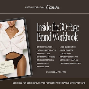 Brand Guide Workbook Canva Template | 30 Page Brand Strategy Workbook | Brand Kit for Designers & Female Founders image 4