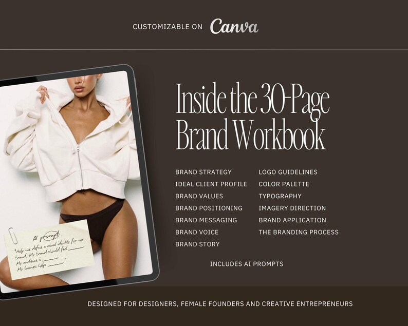 Brand Guide Workbook Canva Template | 30 Page Brand Strategy Workbook | Brand Kit for Designers & Female Founders image 4