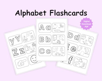 Cartes flash alphabet | Pack d'apprentissage de l'écriture, du coloriage et des enfants