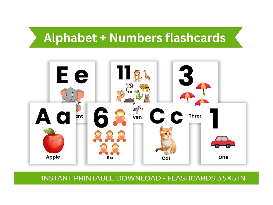 Alphabet and Number Flashcards | Early Learning (digital Download) - Etsy