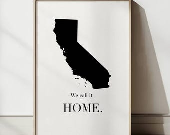 California Travel Poster: Minimalist California State Map Wall Art, Modern Printable Home Decor, US Black and White Print (Digital Download)