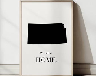 Kansas Travel Poster: Minimalist Kansas State Map Wall Art, Modern Printable Home Decor, US State Black and White Print (Digital Download)