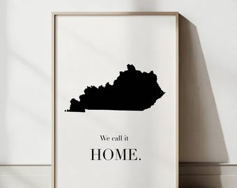 Kentucky Travel Poster: Minimalist Kentucky State Map Wall Art, Modern Printable Home Decor, US Black and White Print (Digital Download)