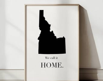 Idaho Travel Poster: Minimalist Idaho State Map Wall Art, Modern Printable Home Decor, US Black and White Print (Digital Download)