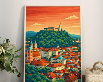 Ljubljana Castle Wall Art Printable, Slovenia Travel Poster, Ljubljana Cityscape Print, European Decor, Slovenia Landmark (Digital Download)