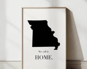 Missouri Travel Poster: Minimalist Missouri State Map Wall Art, Modern Printable Home Decor, US State Black and White Print Digital Download