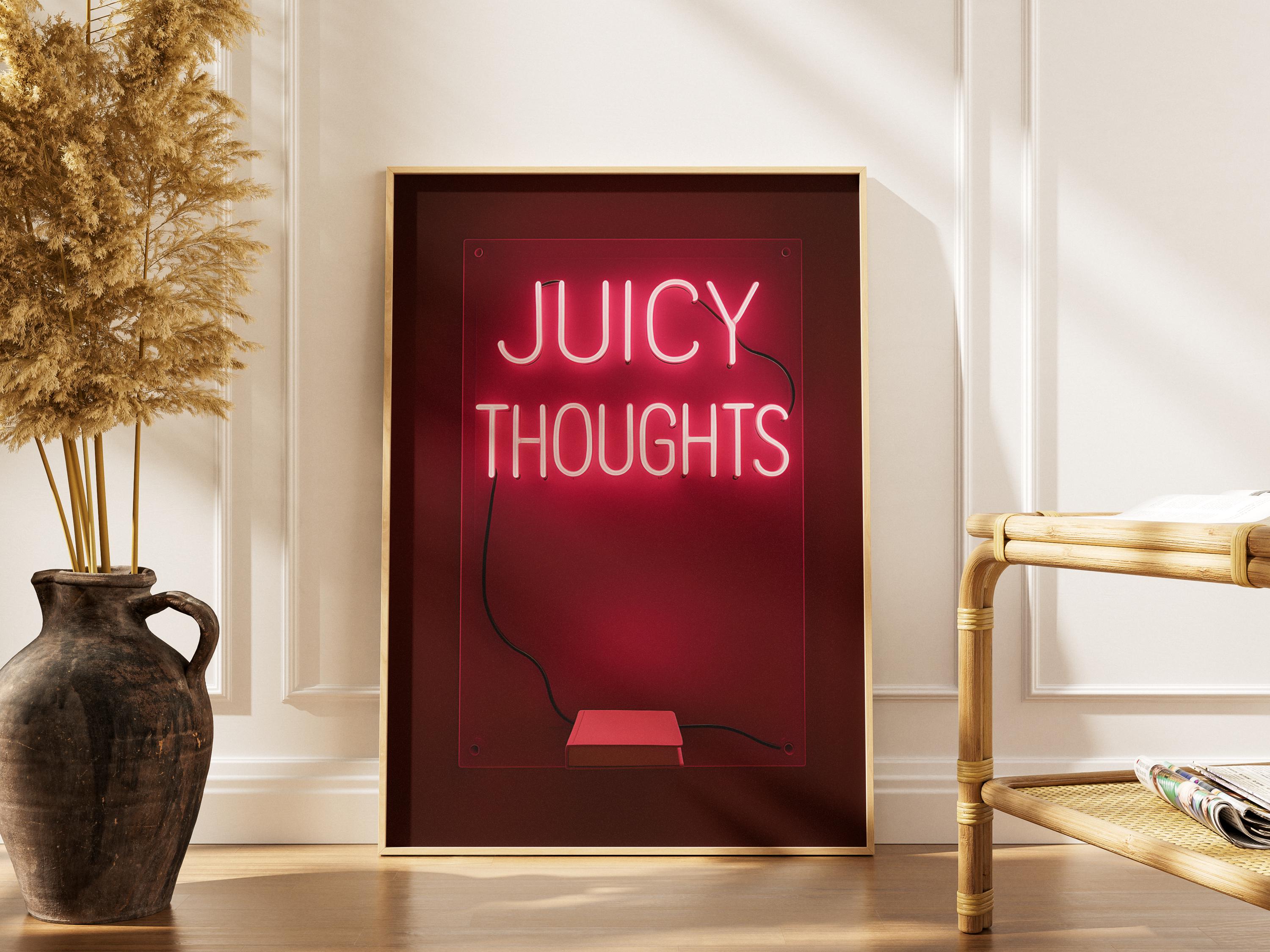Juicy Thoughts, Minimalist Typography Poster, Motivational Wall Art, Modern Book Lover Digital Print, Instant Download