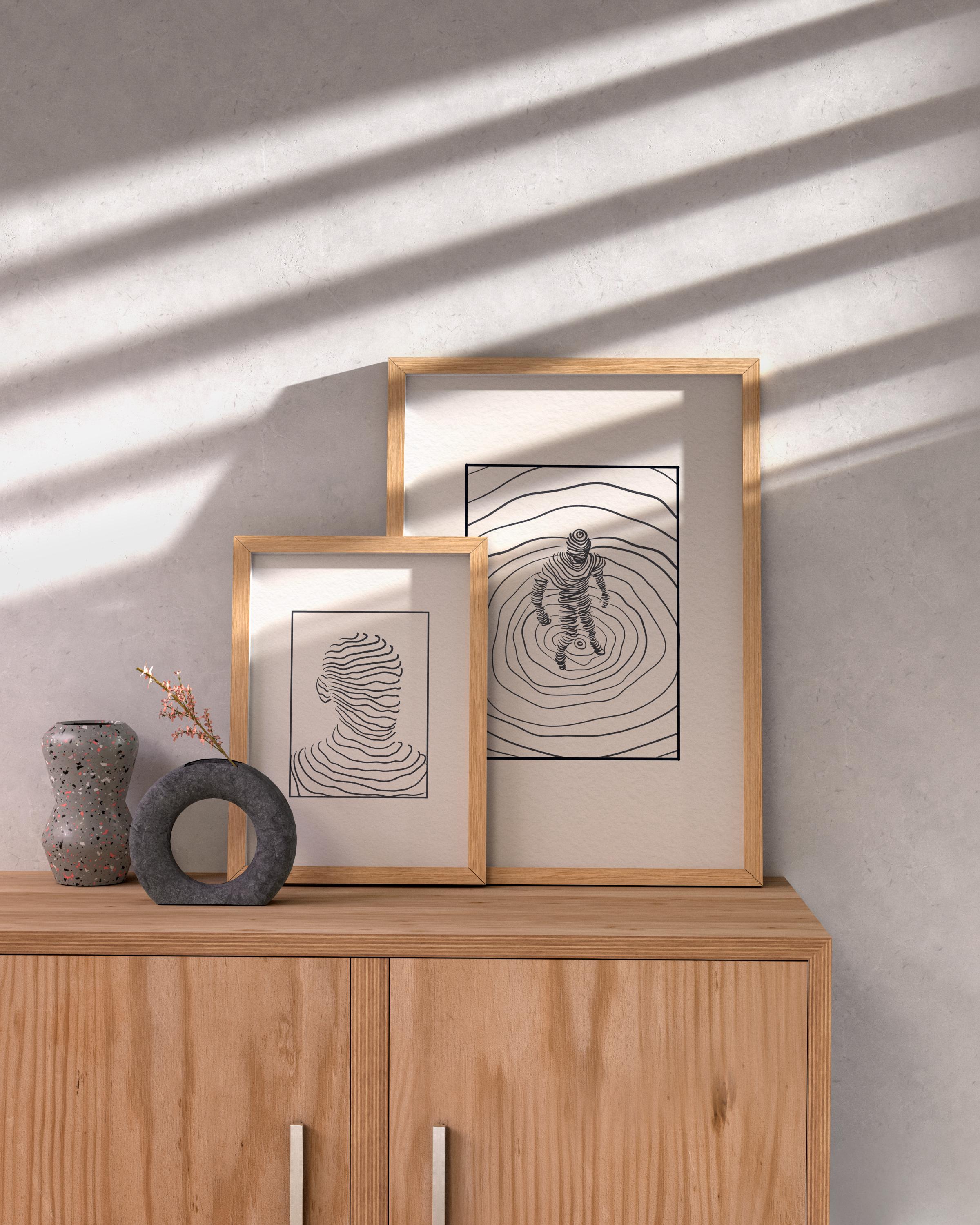 Male Line Art Print Set of 2, Minimalist Man Figure and Portrait Wall Decor, Modern Horizontal Line Drawing Digital Posters - Thumbnail 6