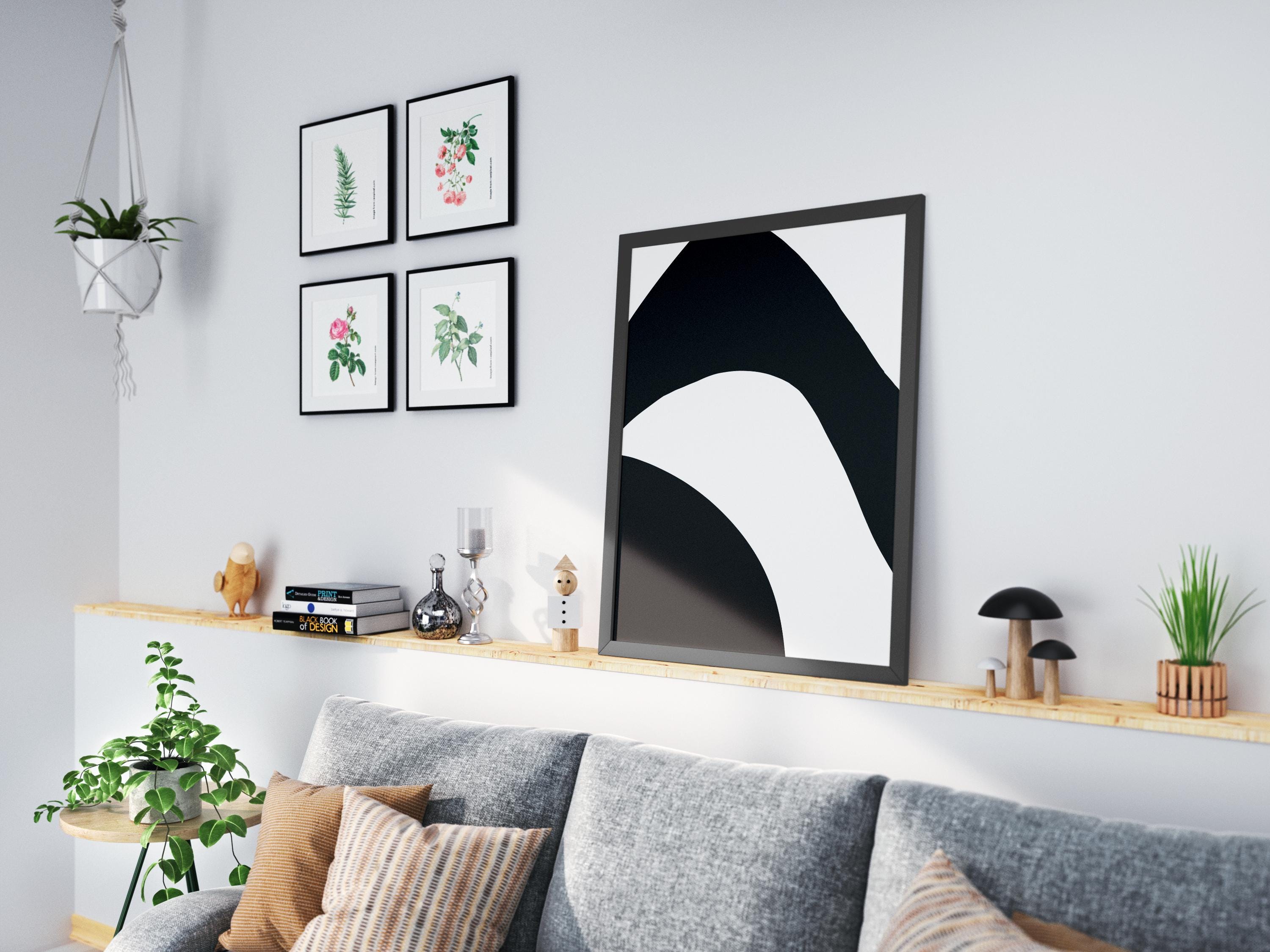 Set of 3 Black and White Abstract Wall Art, Minimalist Modern Prints, Scandinavian Style Home Decor, Digital Download - Thumbnail 3