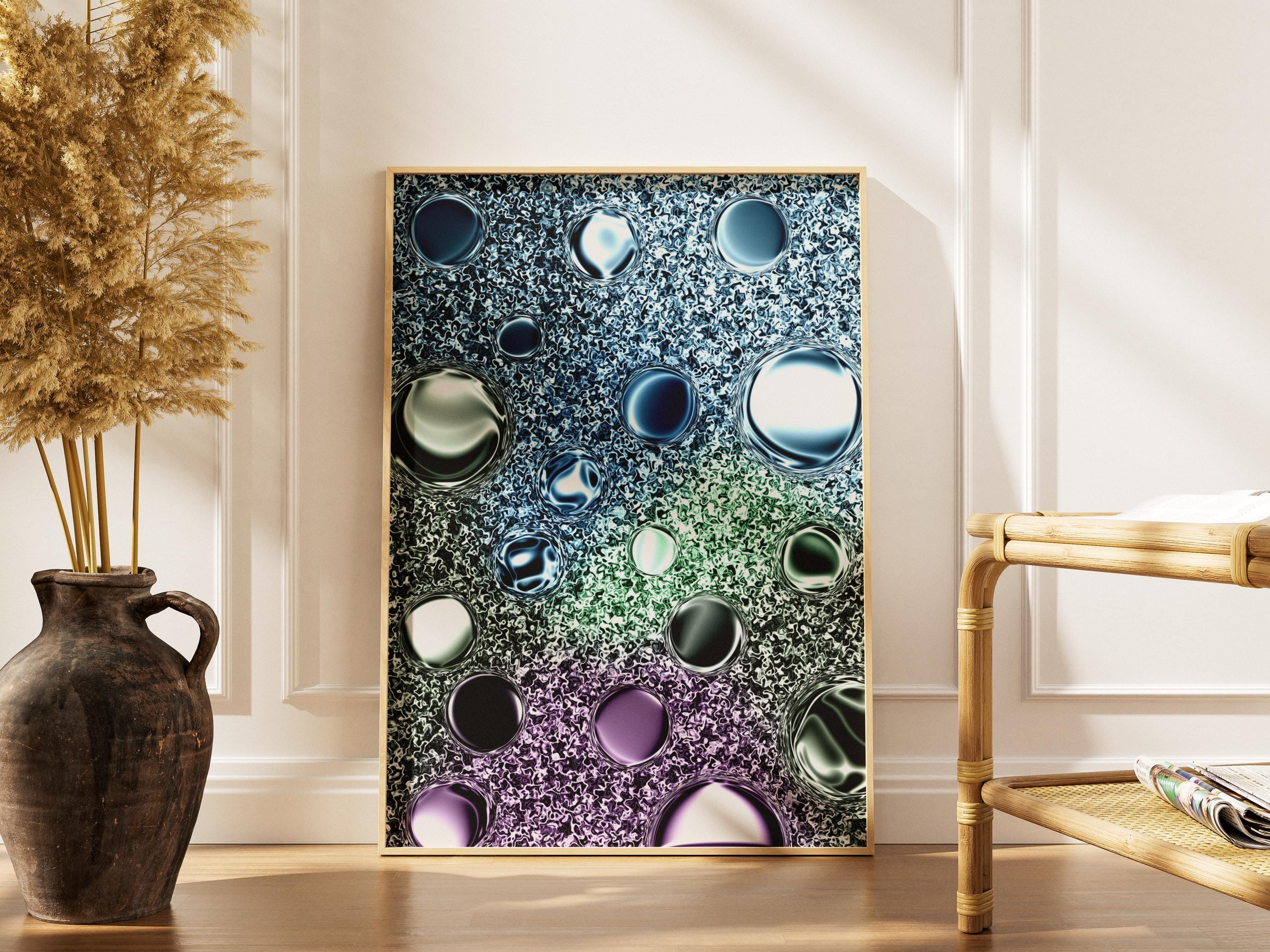 Abstract Liquid Glass Bubbles, Modern Digital Wall Art Print, Printable Abstract Art, Digital Download