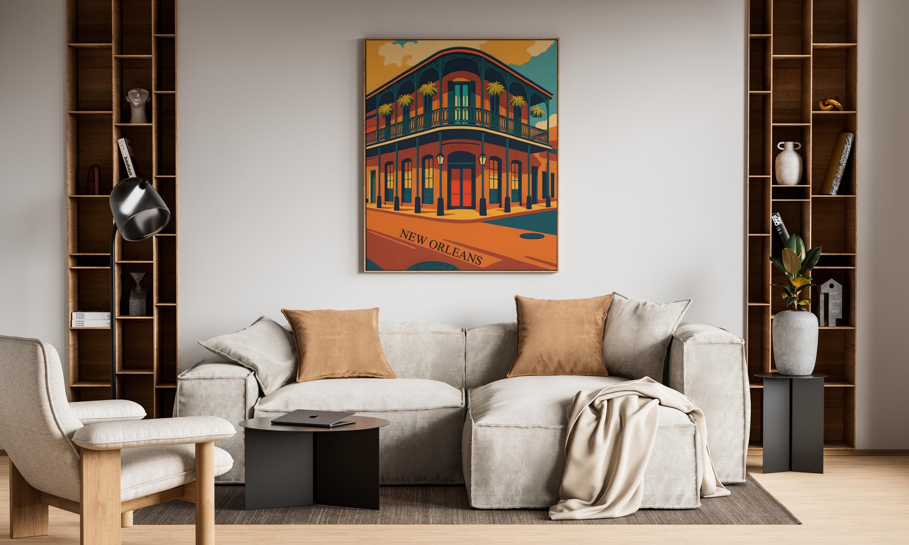 New Orleans Vintage Travel Poster, Retro Digital Wall Art Print, Printable French Quarter Art,  Digital Download - Thumbnail 3