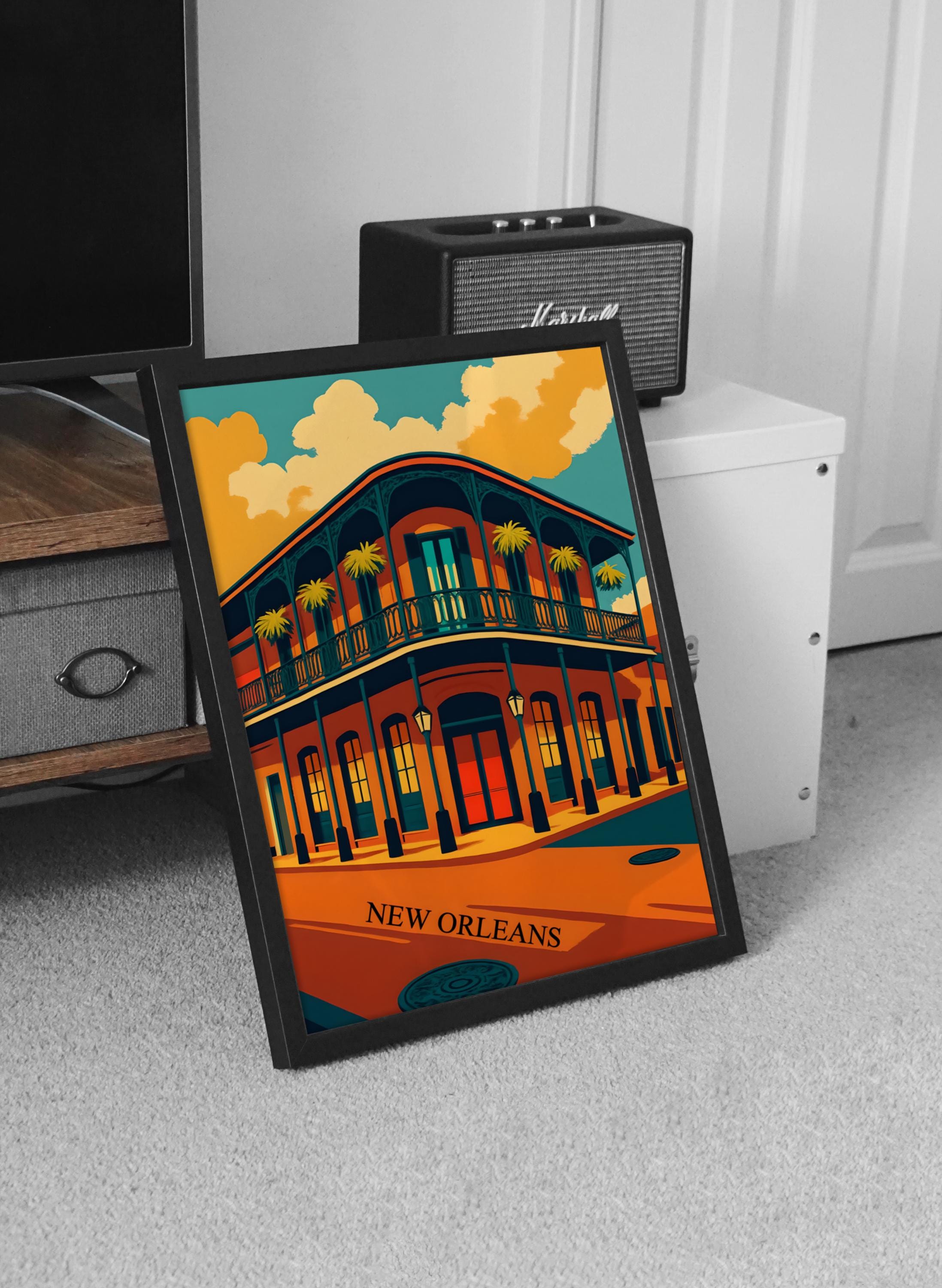 New Orleans Vintage Travel Poster, Retro Digital Wall Art Print, Printable French Quarter Art,  Digital Download - Thumbnail 6