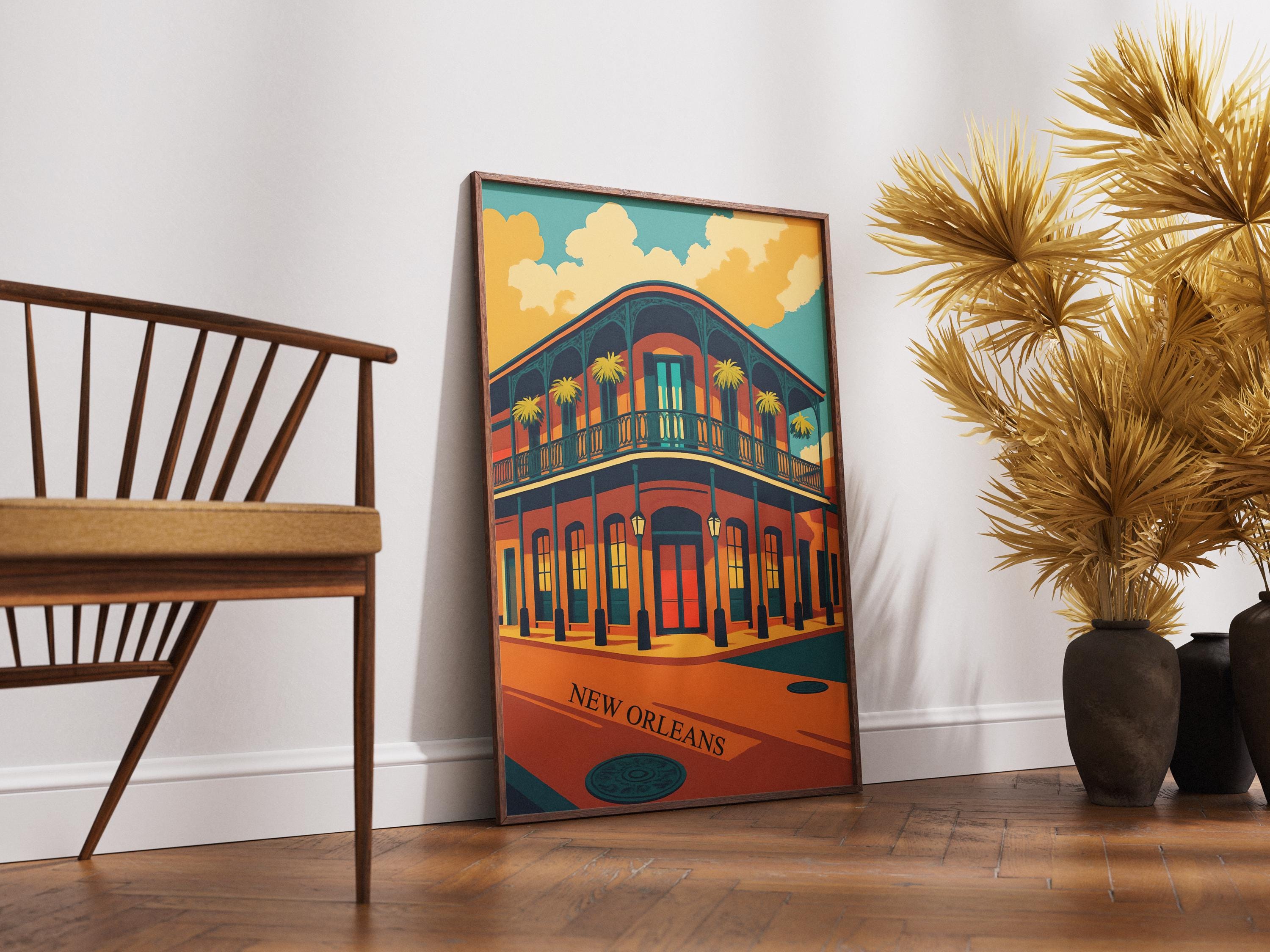 New Orleans Vintage Travel Poster, Retro Digital Wall Art Print, Printable French Quarter Art,  Digital Download - Thumbnail 5