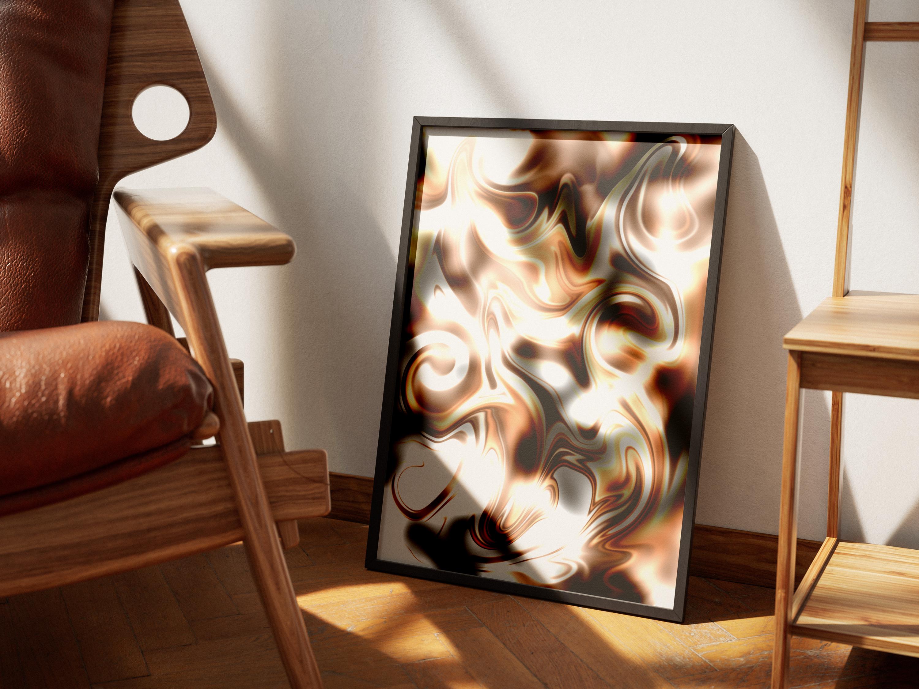Abstract Cappuccino Art Print, Brown Beige Swirl Digital Poster, Modern Coffee Inspired Wall Decor,  Digital Download - Thumbnail 6