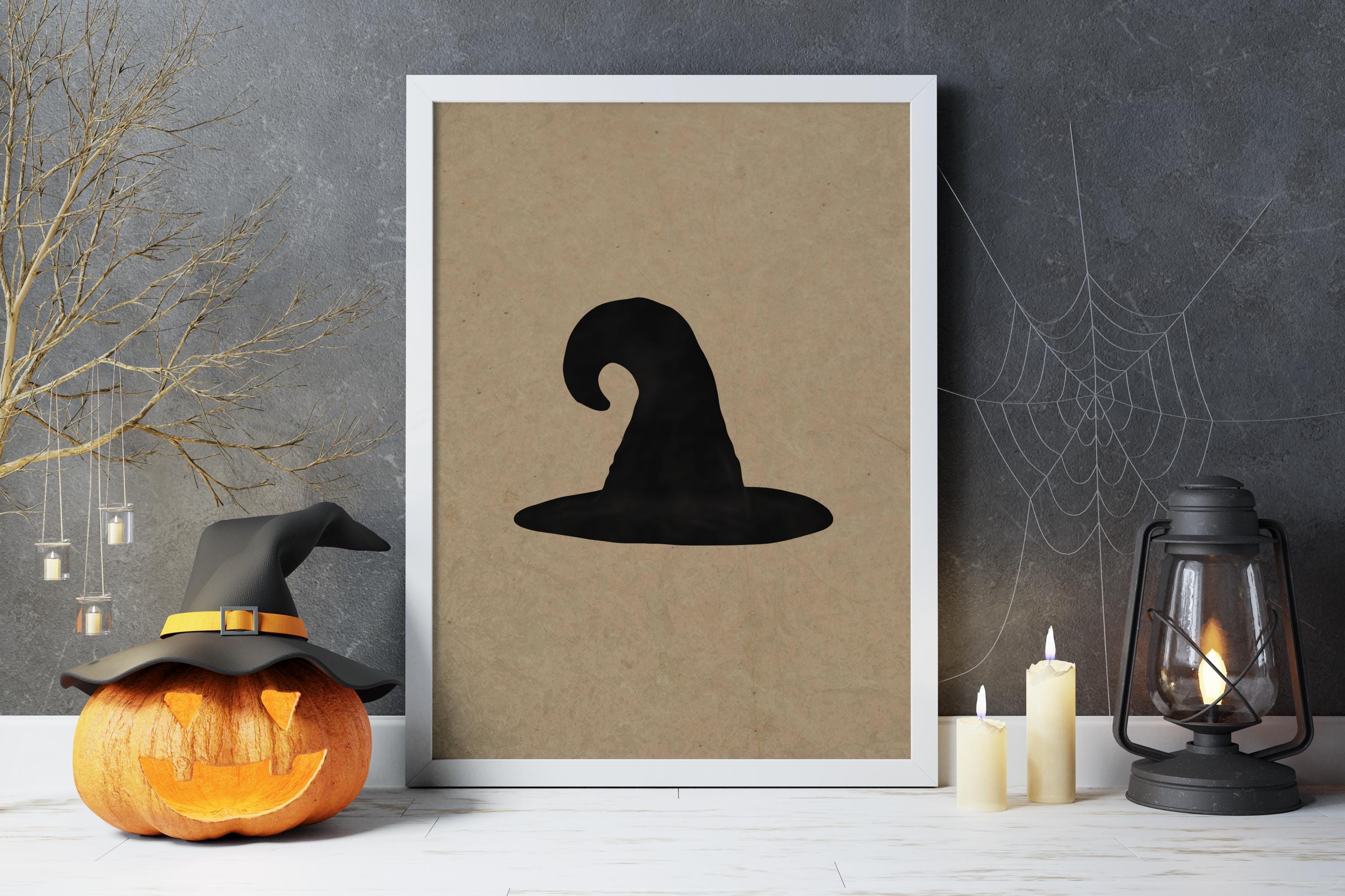 Witch Wall Art Set of 3, Vintage Halloween Decor with Hat, Flying Witch & Poem Print, Spooky Gothic Home Poster Trio, Digital Download - Thumbnail 6