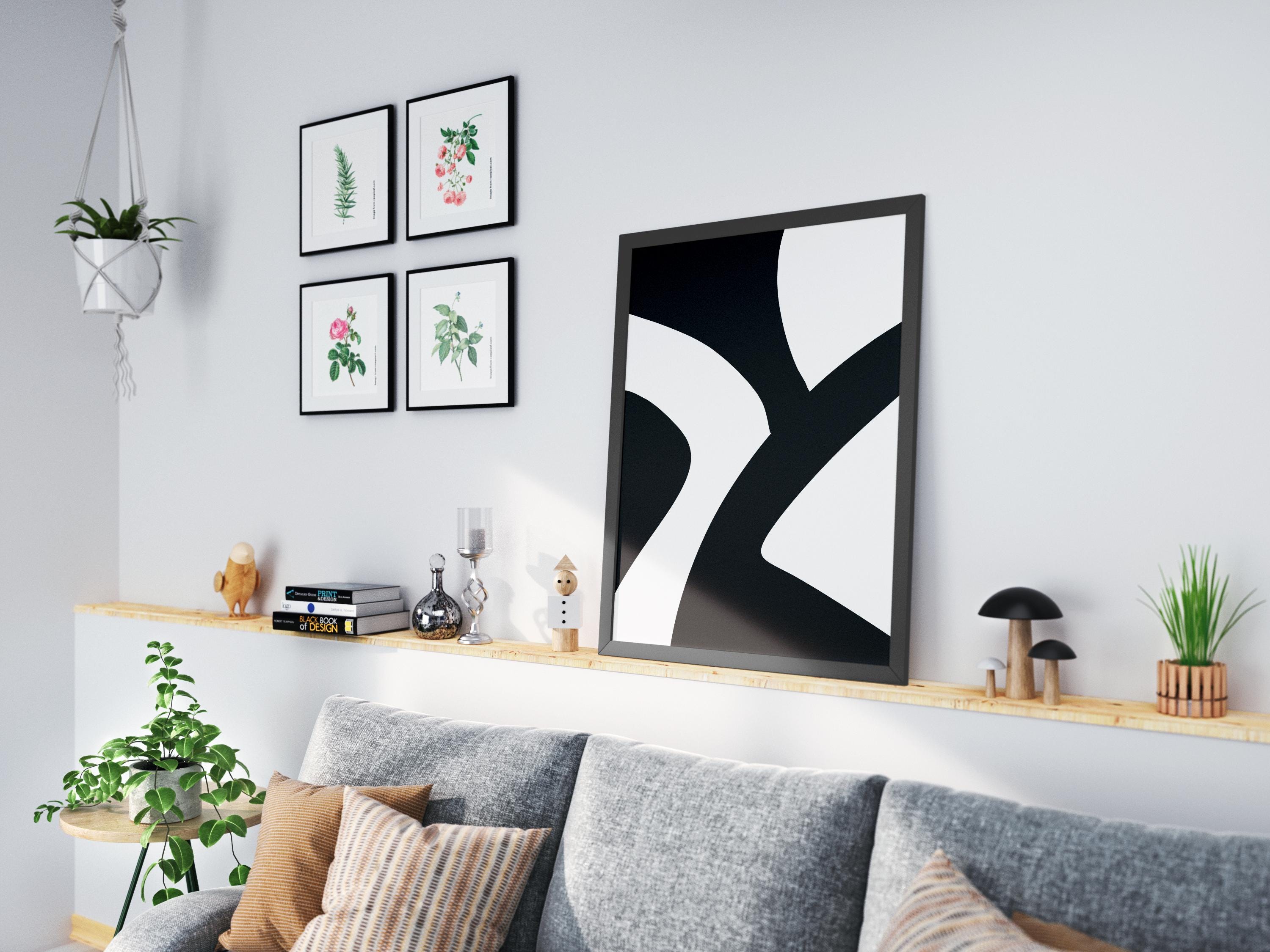 Set of 3 Black and White Abstract Wall Art, Minimalist Modern Prints, Scandinavian Style Home Decor, Digital Download - Thumbnail 4