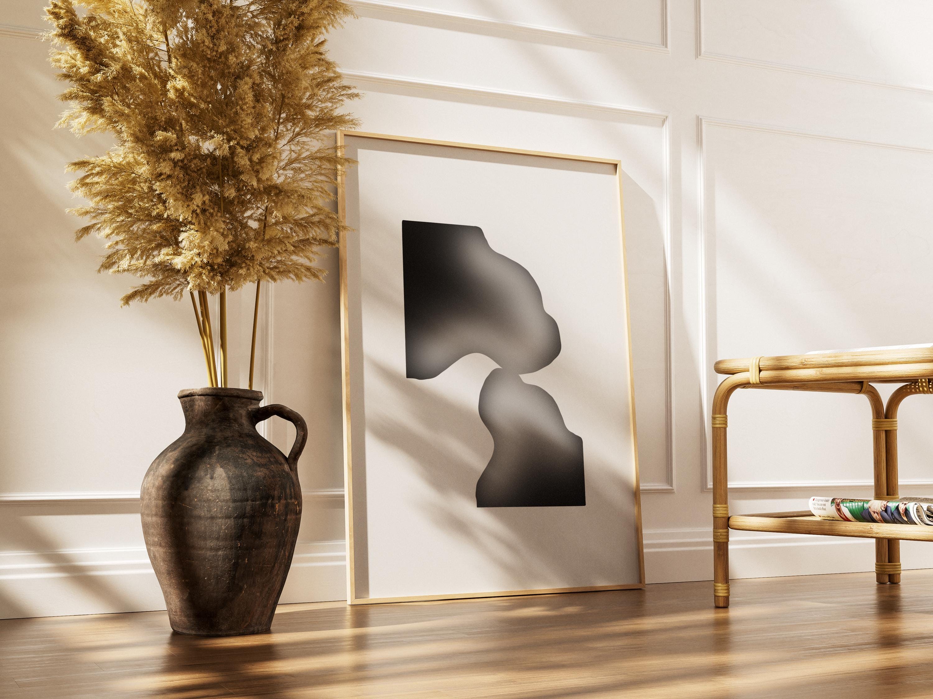 Set of 3 Abstract Black and White Wall Art Prints, Modern Minimalist Posters, Monochrome Geometric Shapes Home Decor, Digital Download - Thumbnail 6