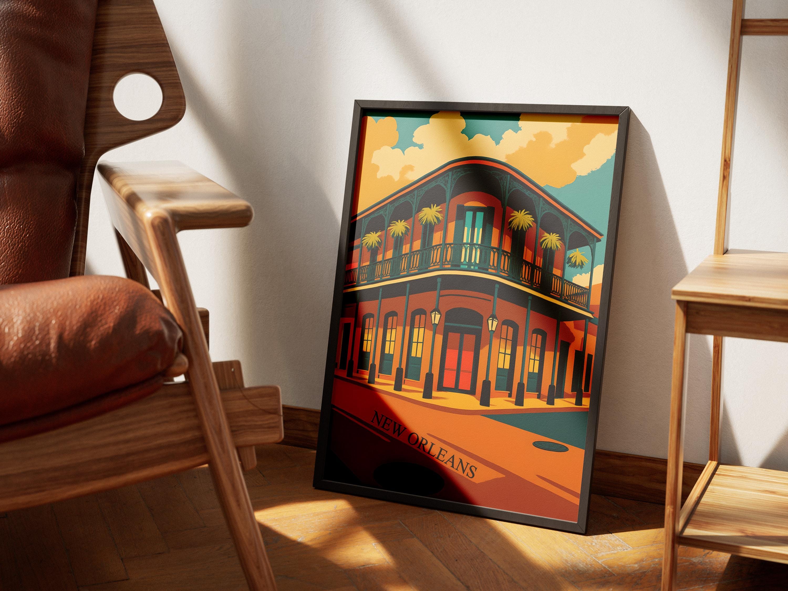 New Orleans Vintage Travel Poster, Retro Digital Wall Art Print, Printable French Quarter Art,  Digital Download - Thumbnail 4