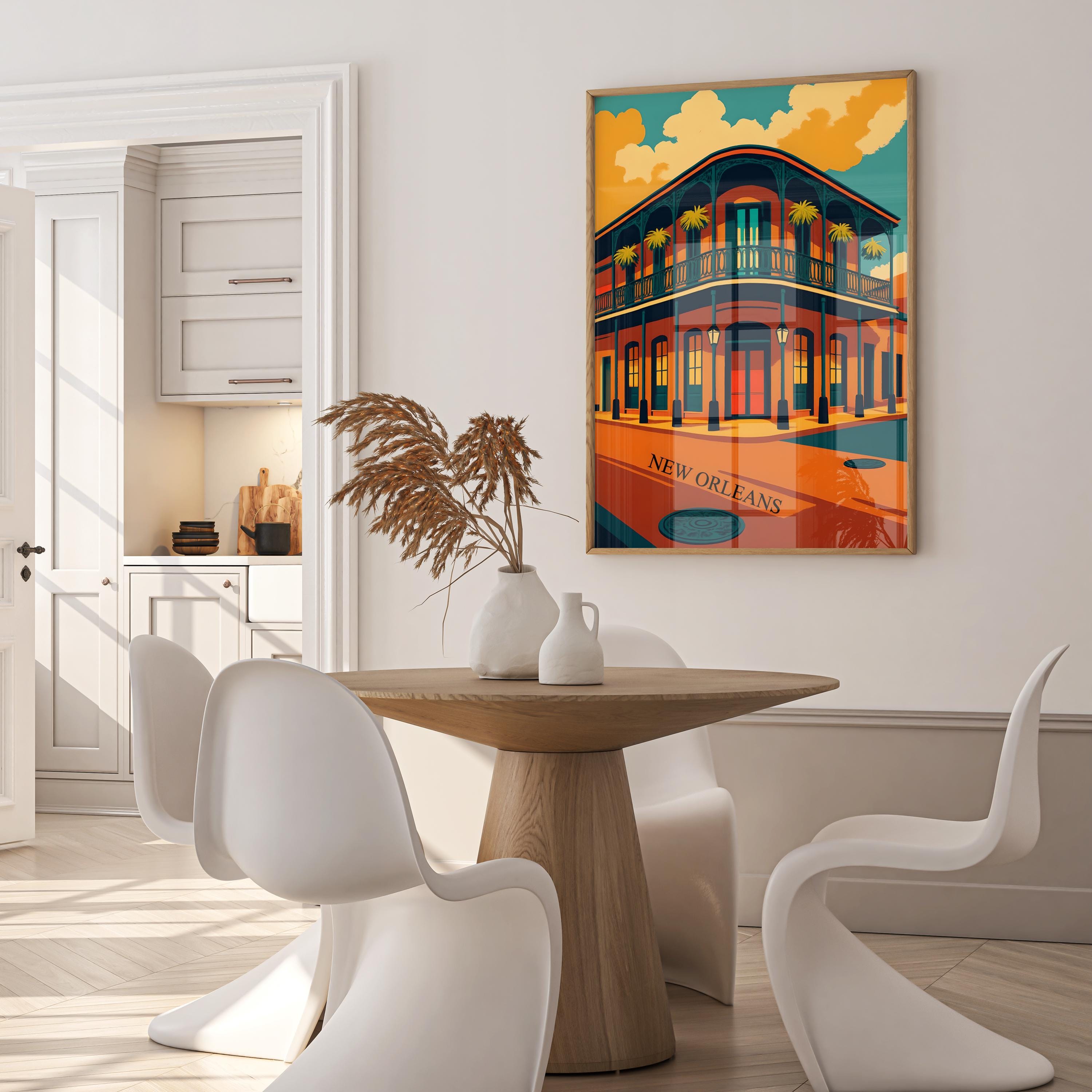 New Orleans Vintage Travel Poster, Retro Digital Wall Art Print, Printable French Quarter Art,  Digital Download - Thumbnail 2