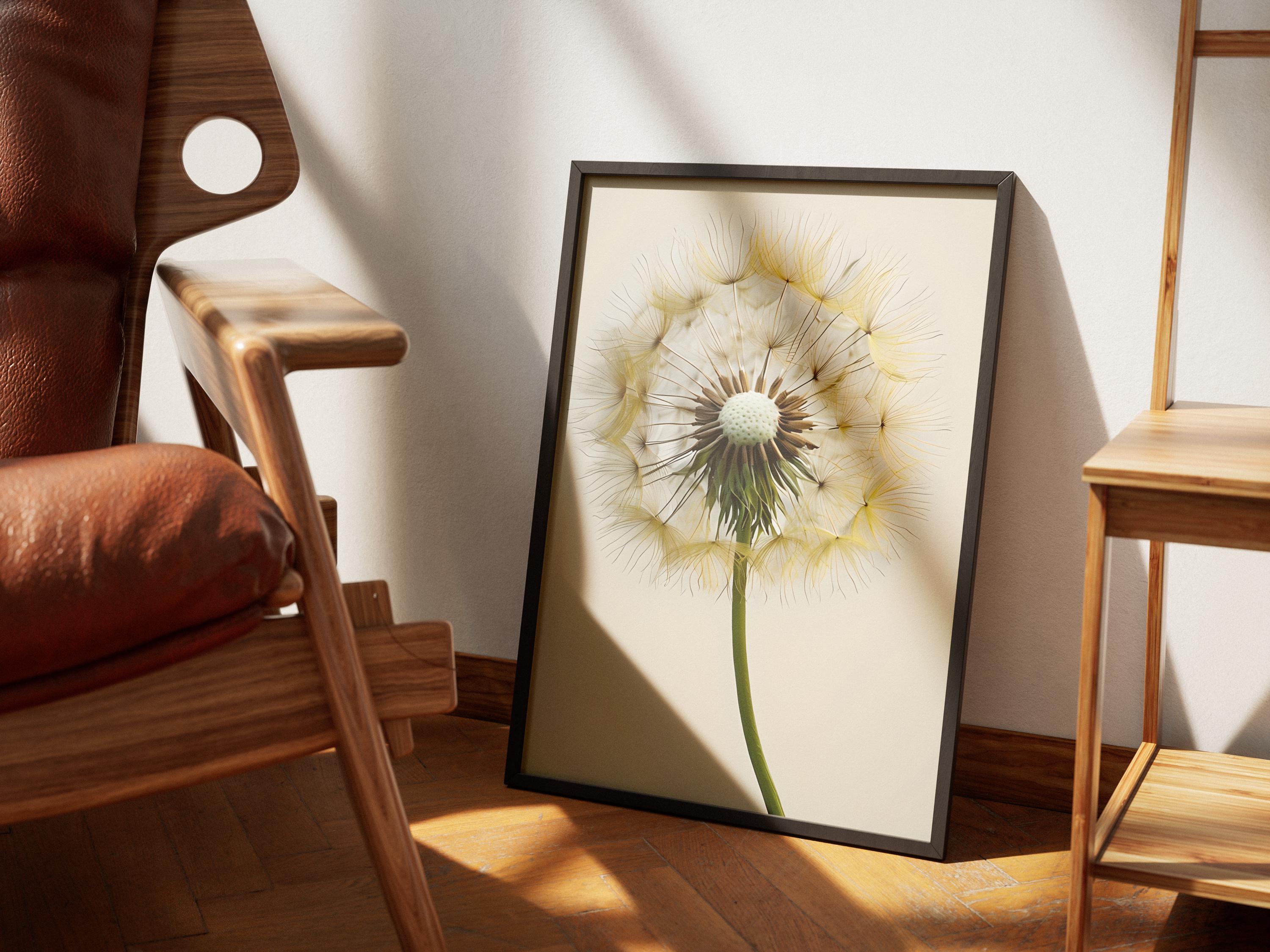 Minimalist Dandelion Art Print, Neutral Botanical Wall Decor, Elegant Modern Digital Flower Poster, Scandinavian Decor, Boho Style - Thumbnail 7