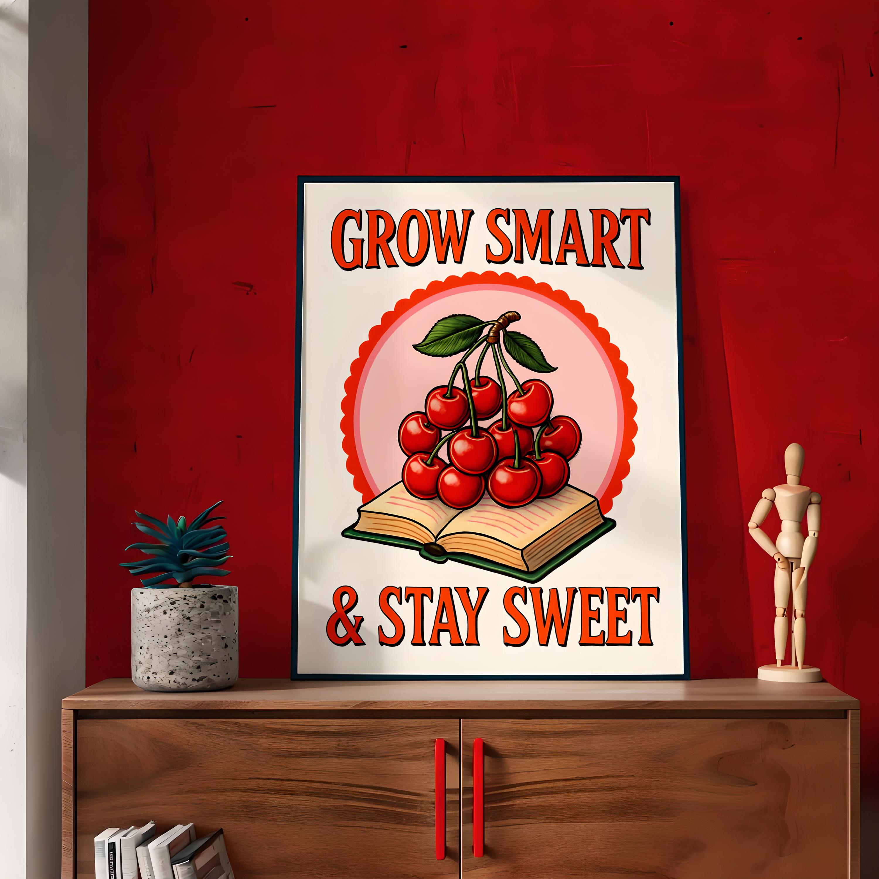 Cherry Aesthetic Art Print, Motivational Feminine Quote, Book Lover Wall Decor, Minimalistic Art, Printable Modern Wall Art, Reading Poster - Thumbnail 5