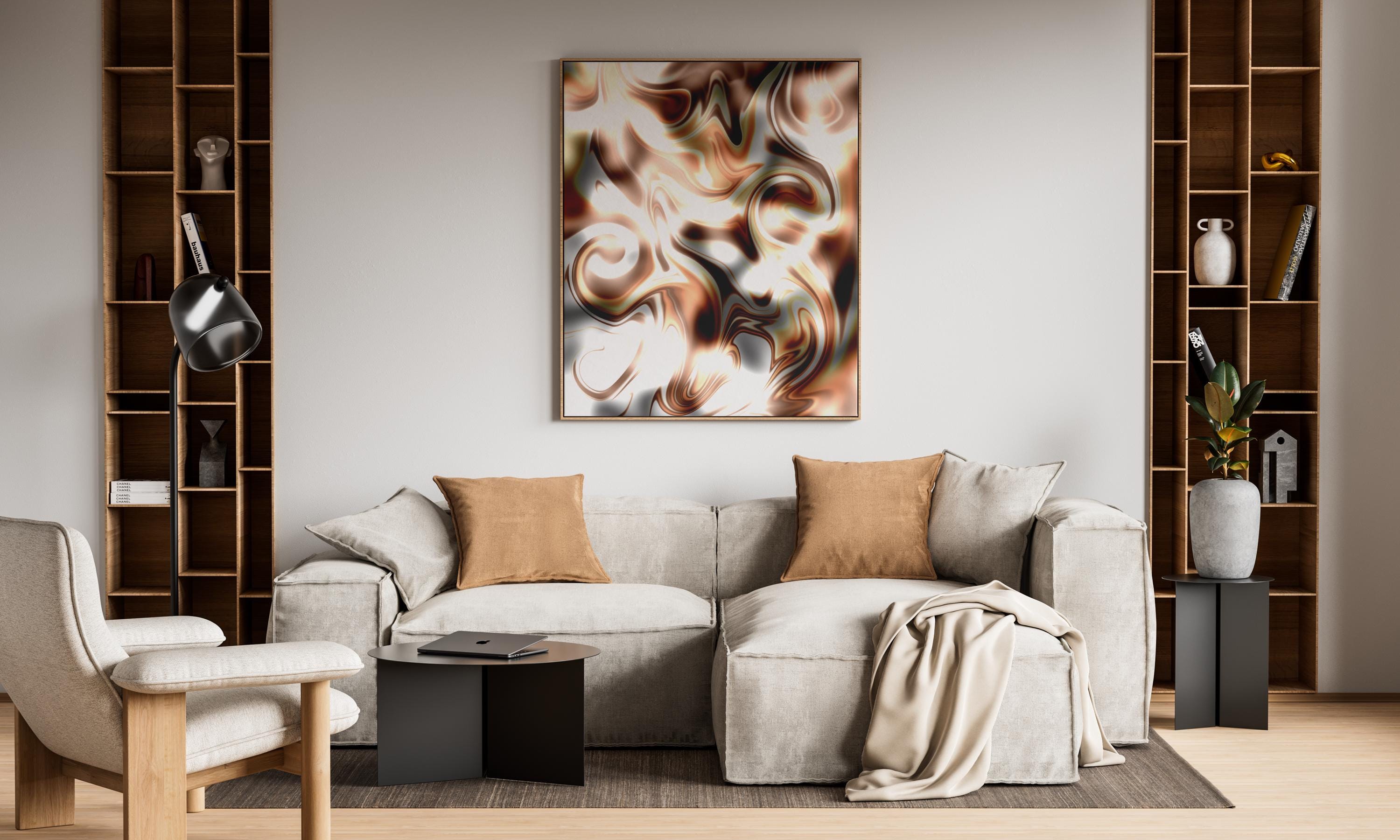 Abstract Cappuccino Art Print, Brown Beige Swirl Digital Poster, Modern Coffee Inspired Wall Decor,  Digital Download - Thumbnail 5
