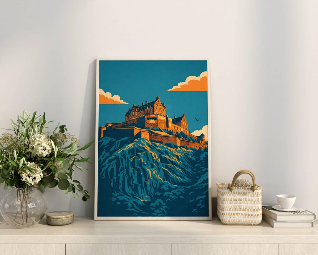 Scotland Travel Poster: Edinburgh Castle Wall Art Printable, Scottish ...