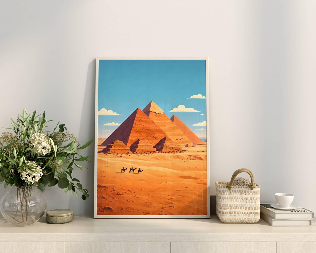 Egypt Travel Poster: Pyramids of Giza Wall Art Printable, Great Pyramid ...