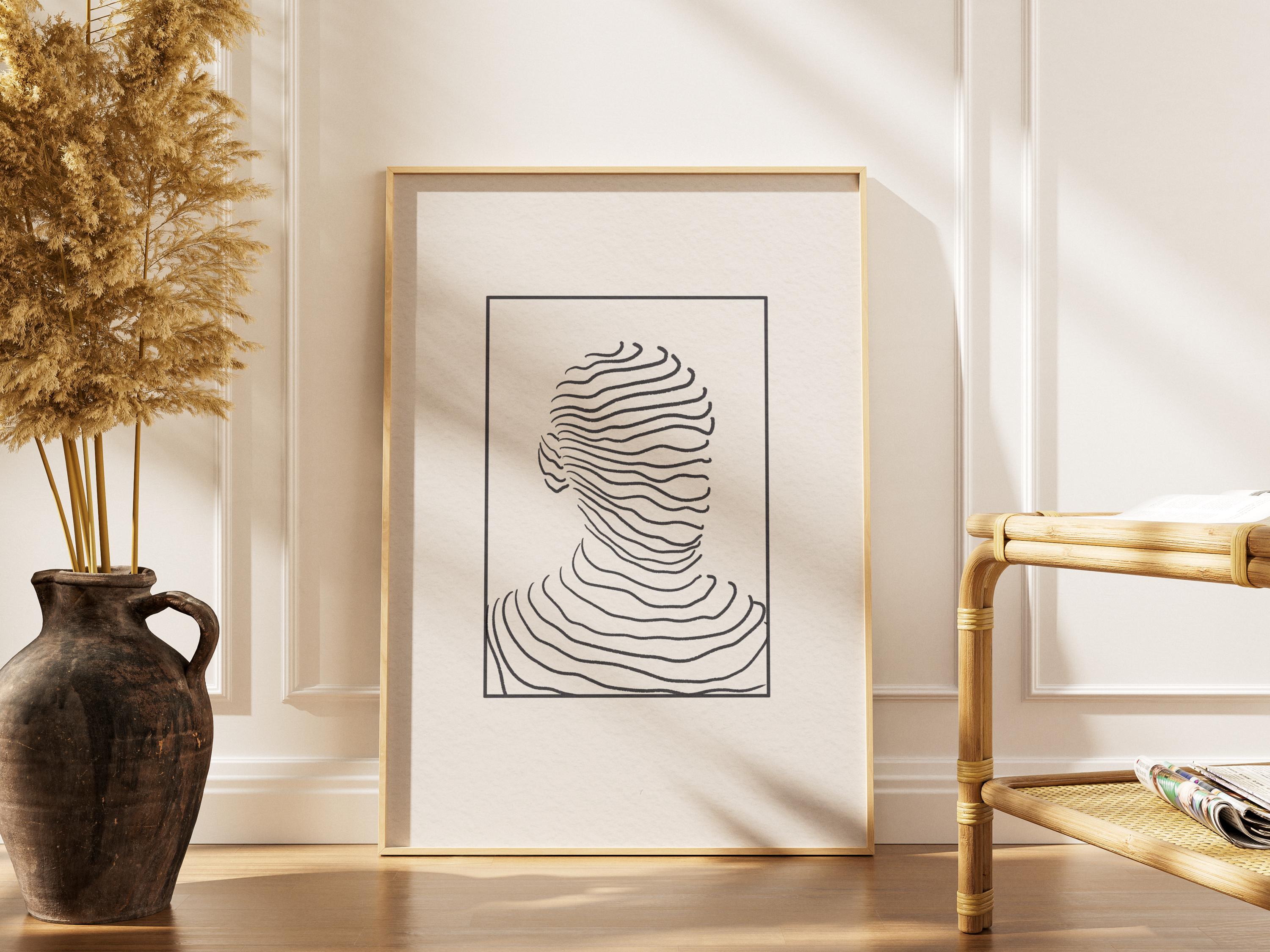 Male Line Art Print Set of 2, Minimalist Man Figure and Portrait Wall Decor, Modern Horizontal Line Drawing Digital Posters - Thumbnail 5