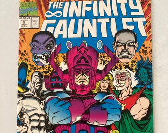 Infinity Gauntlet 5 van 6 -vtory door Jim Starlin. Kunst van Ron Lim en Joe Rubinstein (VF/NM, Cosmic Marvel vs Thanos!, 1e print, Avengers)